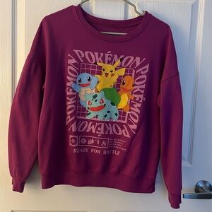 Women’s Magenta Pokemon Ready for Battle Crew Sweatshirt (M)